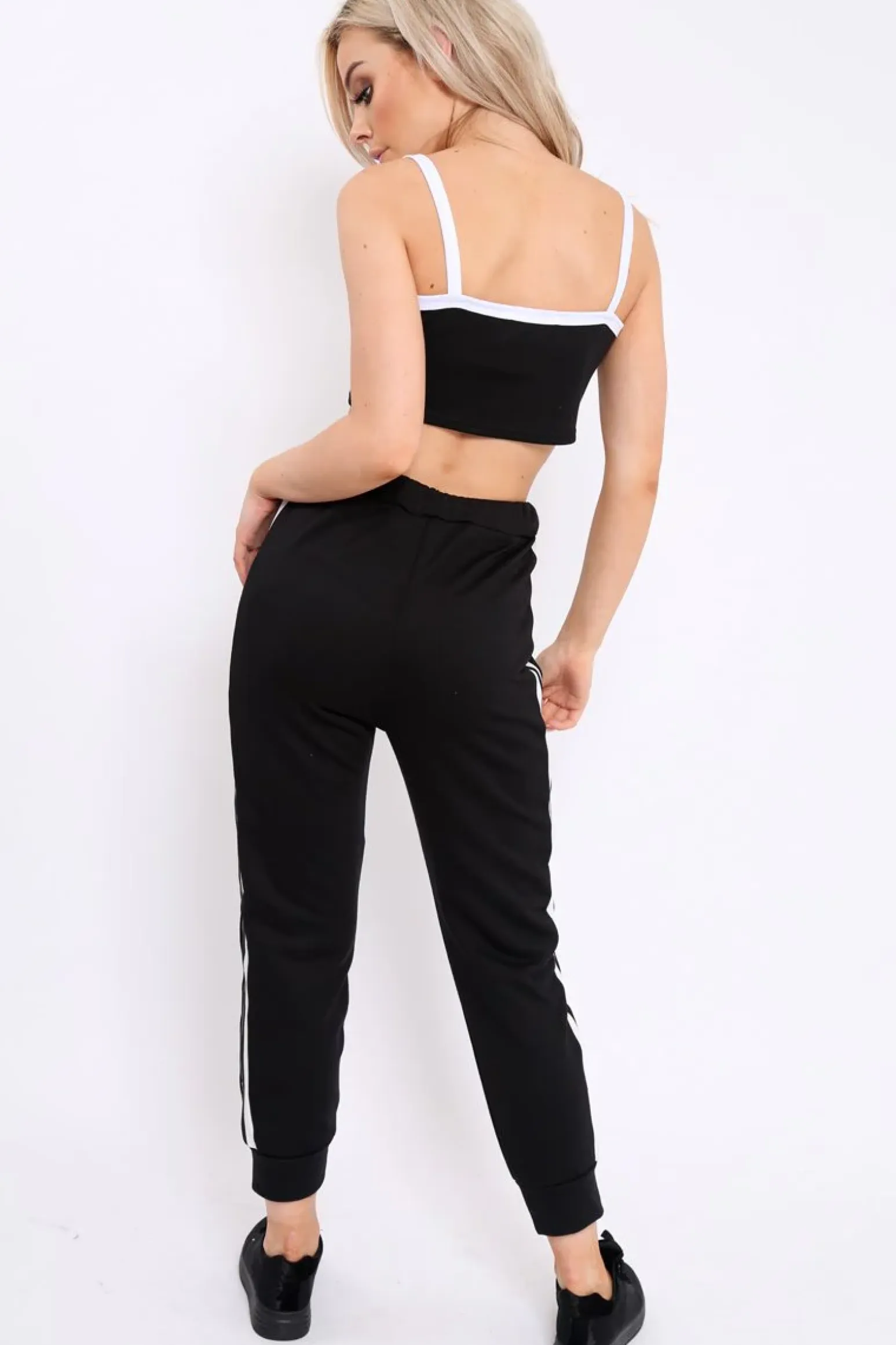 Rebellious Fashion Black Side Sportswear Stripe Loungewear Set - Tiffie