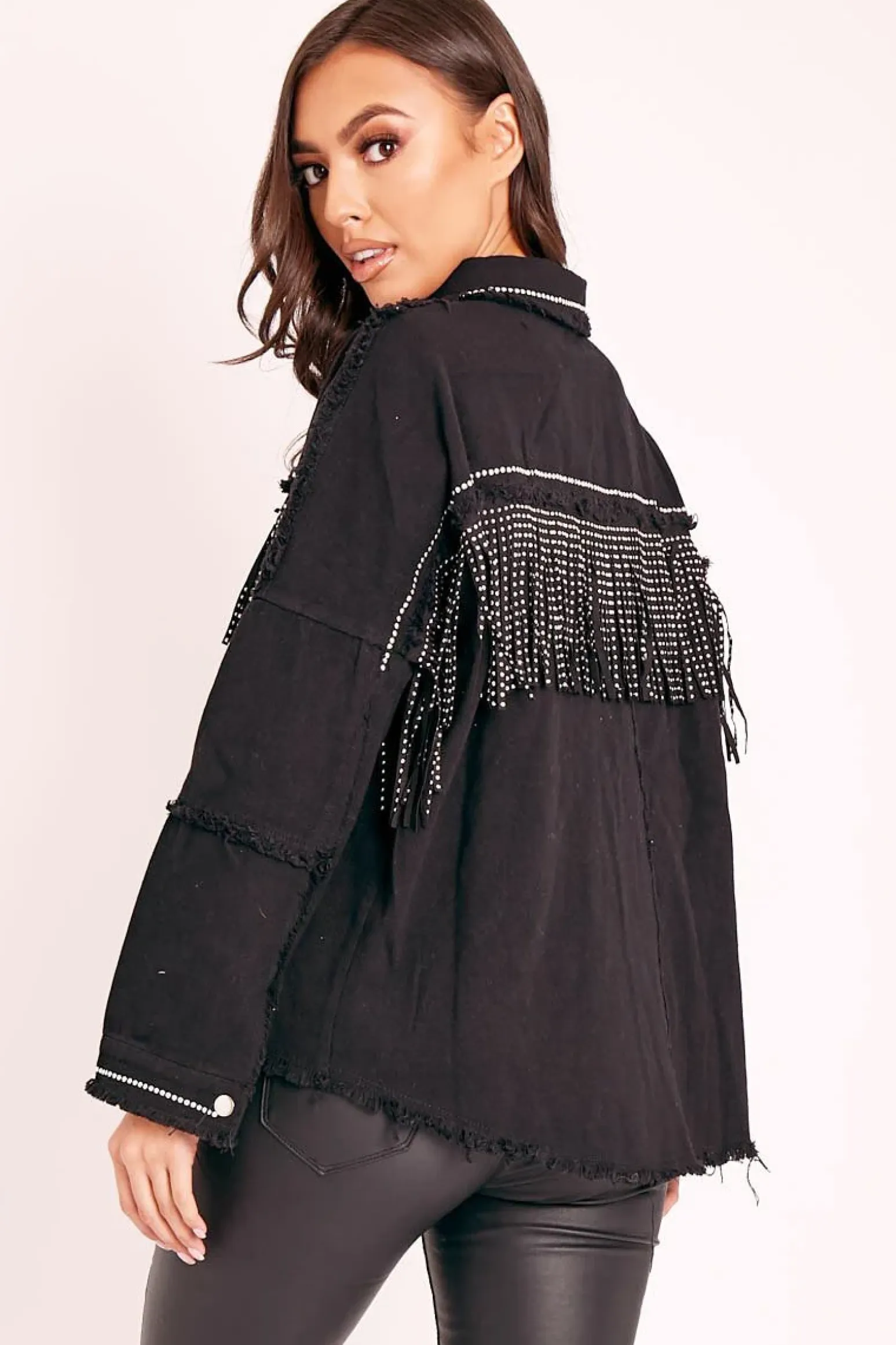 Rebellious Fashion Black Silver Stud Western Style Shirt - Idelle