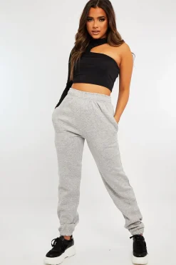 Rebellious Fashion Black Slinky One Sleeve Crop Top - Katara
