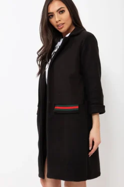 Rebellious Fashion Black Soft Blazer Jacket with Stripe Pocket - Kacey