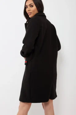 Rebellious Fashion Black Soft Blazer Jacket with Stripe Pocket - Kacey