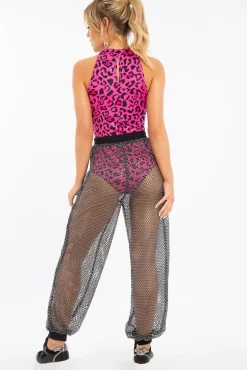 Rebellious Fashion Black Sparkle Fishnet Trousers - Nylia