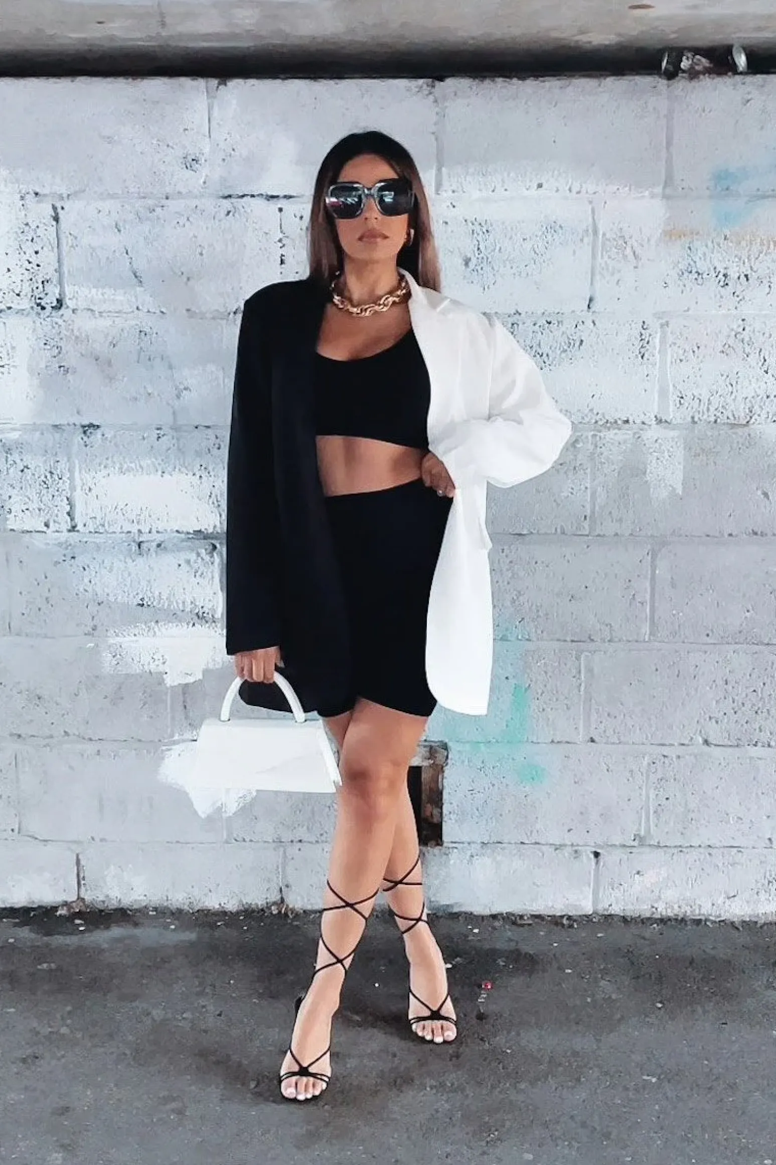 Rebellious Fashion Black Splice Oversized Blazer - Henny
