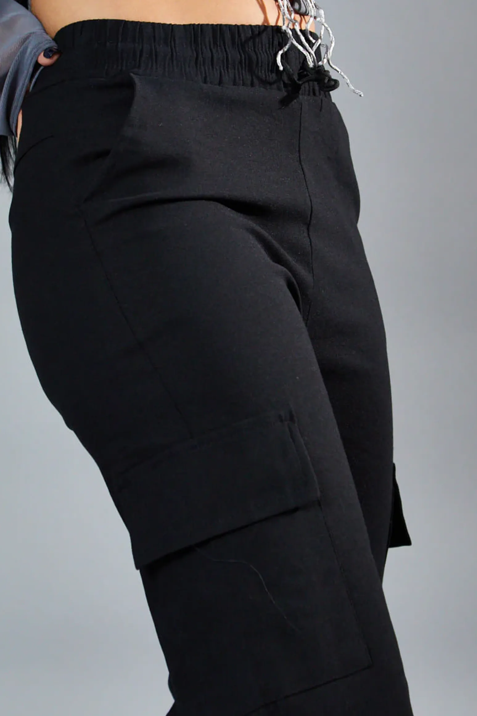 Rebellious Fashion Black Straight Leg Cargo Trousers - Rian