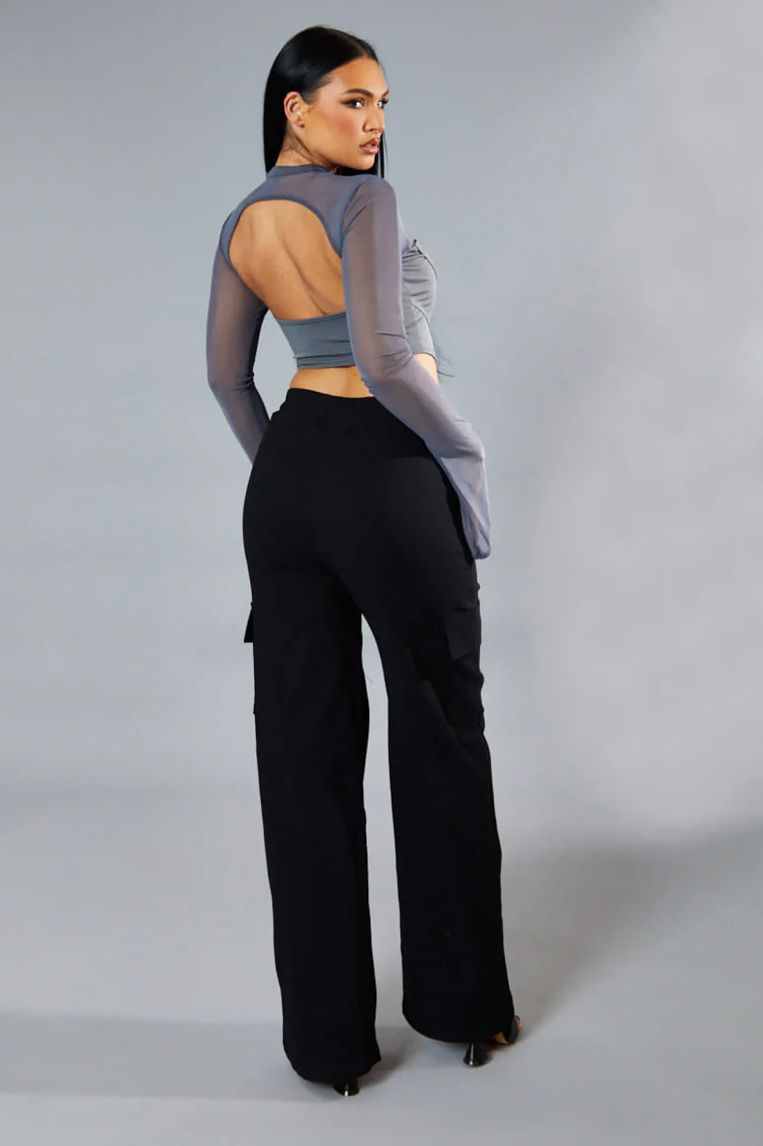 Rebellious Fashion Black Straight Leg Cargo Trousers - Rian