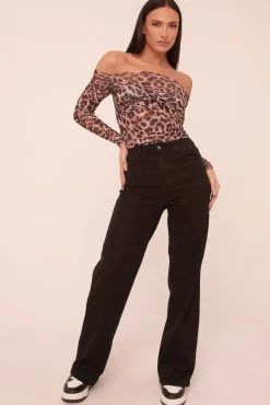 Rebellious Fashion Black Stretch Wide Leg Denim Jeans - Lajoy