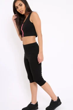 Rebellious Fashion Black Striped Loungewear Set - Ginny