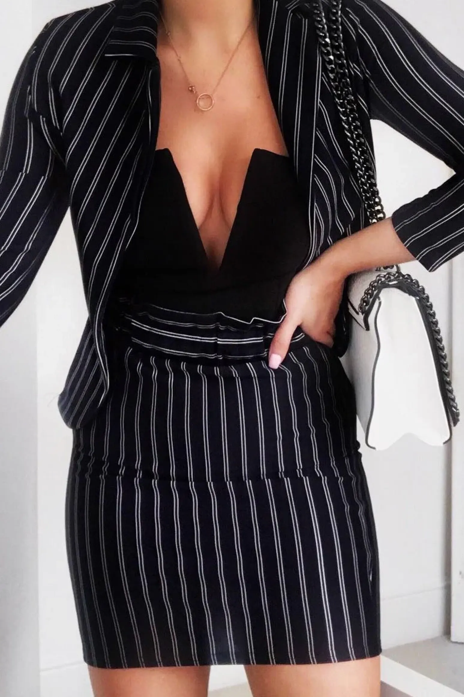 Rebellious Fashion Black Stripe Paper Bag Skirt - Tabbie