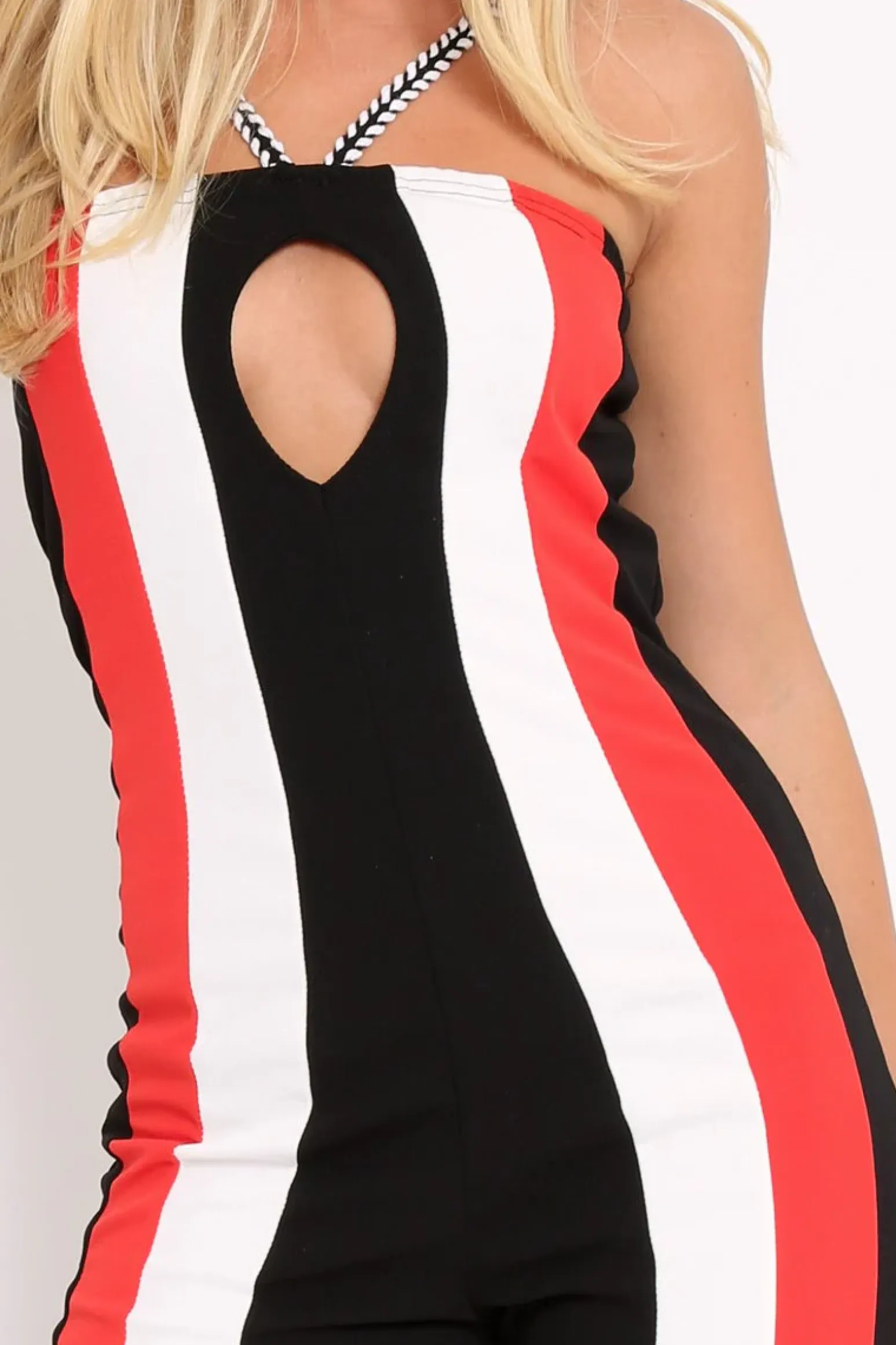 Rebellious Fashion Black Stripe Wide Leg Plait Jumpsuit - Heather