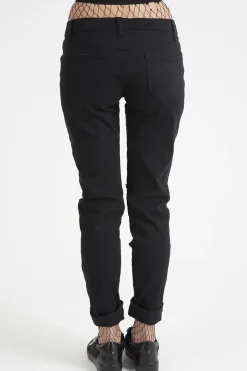 Rebellious Fashion Black Studded Ripped Jeans - Christina