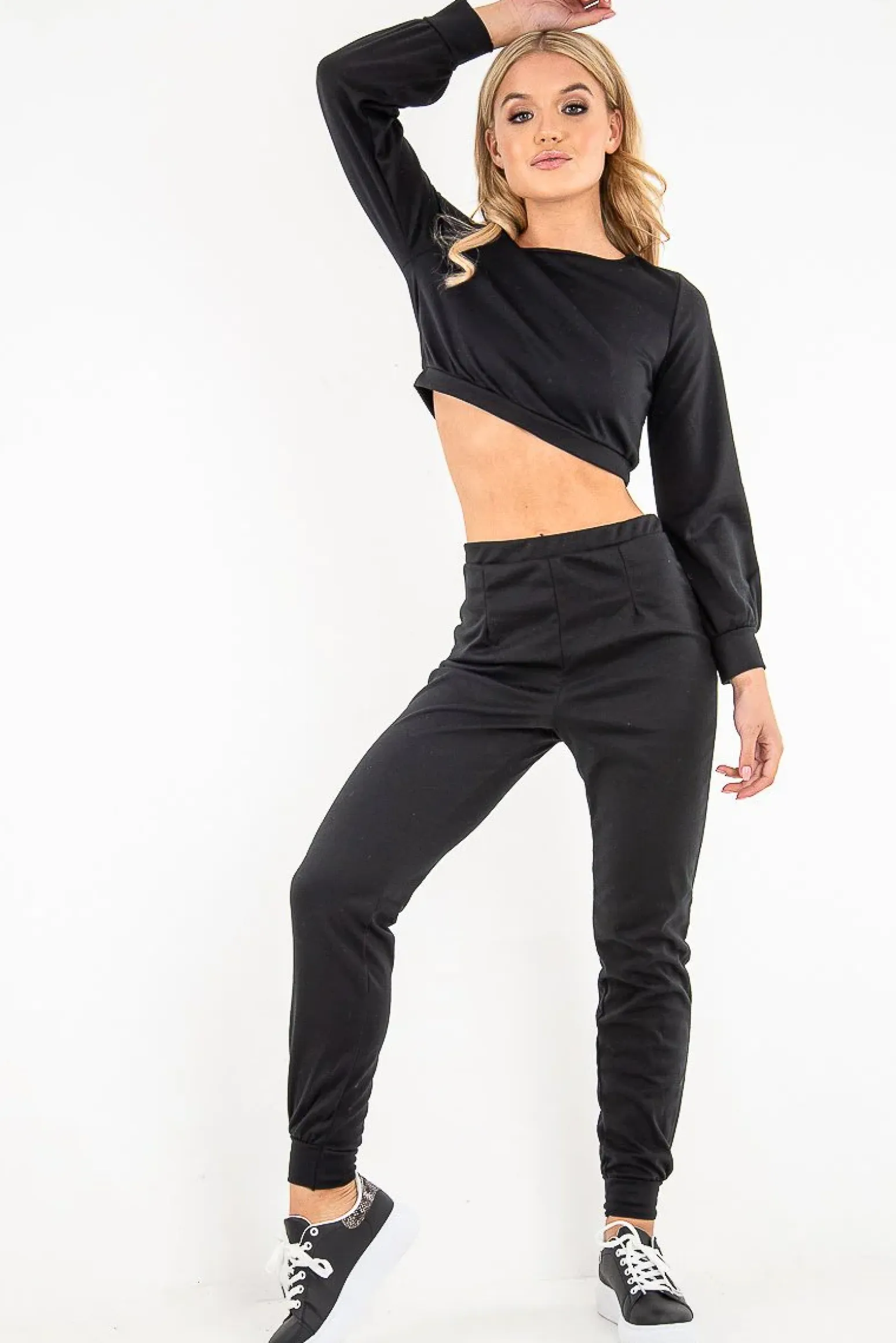 Rebellious Fashion Black Sweatshirt Legging Loungewear Set - Sylvie