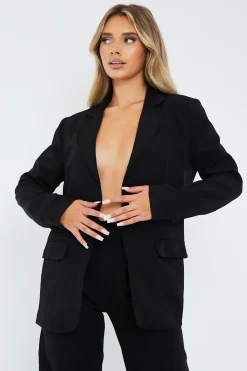 Rebellious Fashion Black Tailored Blazer & Wide Leg Trouser Set - Casidi