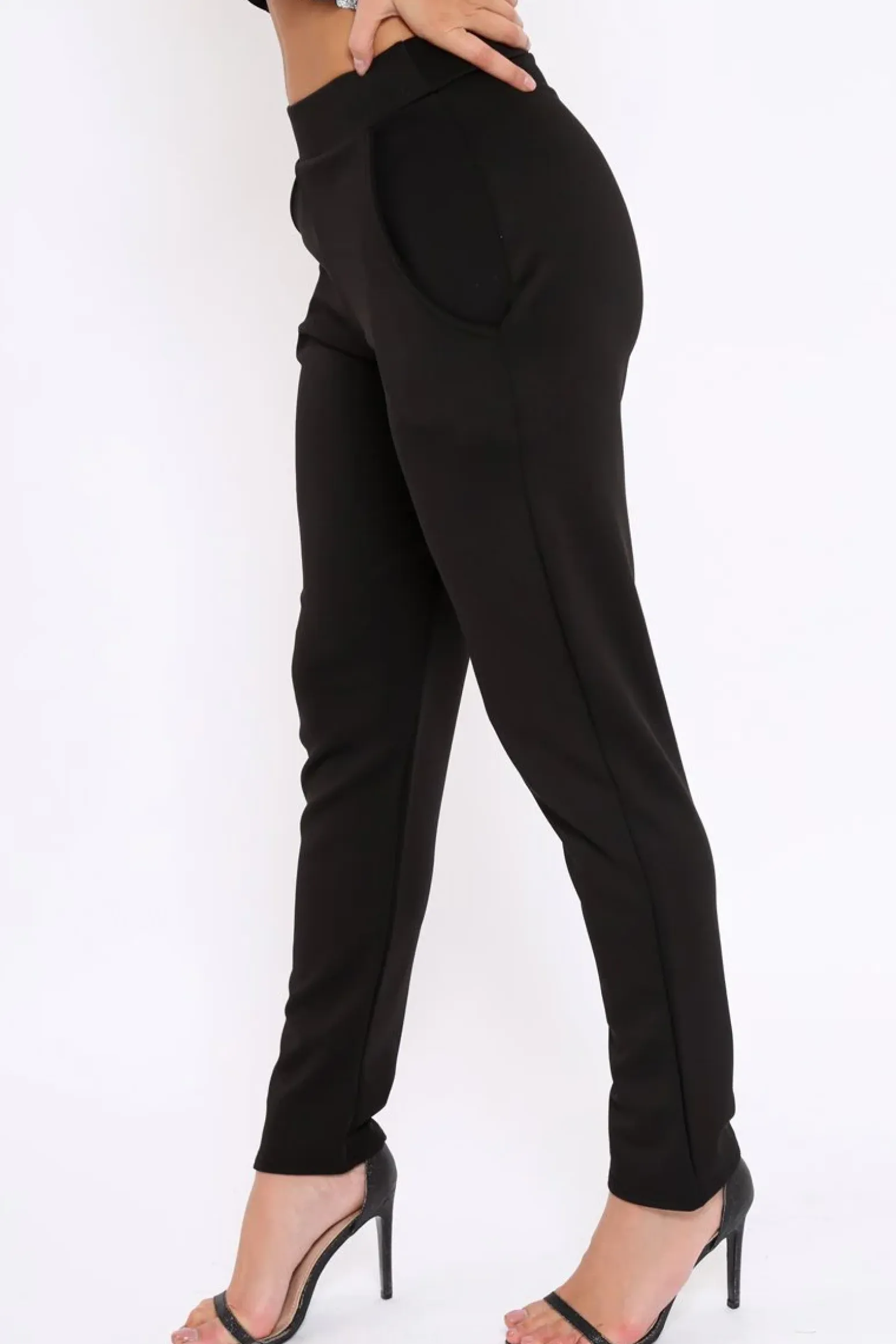 Rebellious Fashion Black Tapered Leg Trousers - Rennie