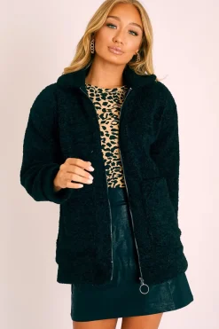Rebellious Fashion Black Teddy Zip Jacket - Rien