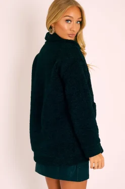 Rebellious Fashion Black Teddy Zip Jacket - Rien
