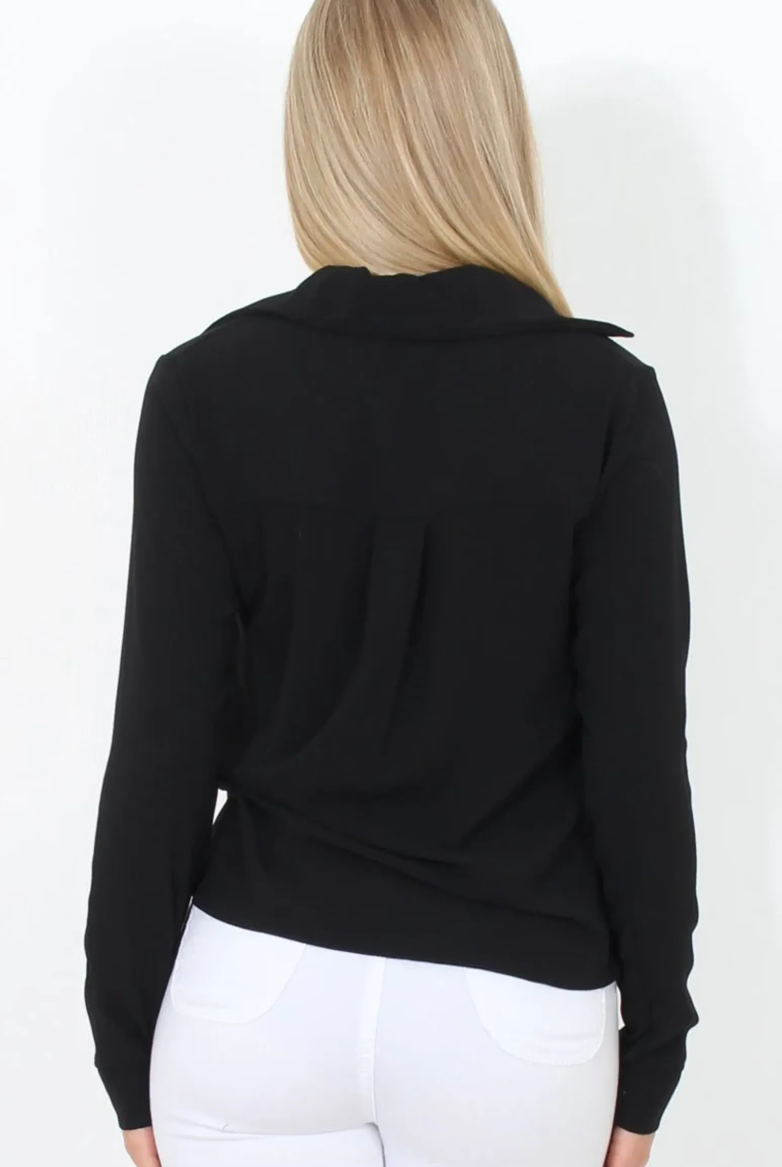 Rebellious Fashion Black Tie Front Blouse - Becky