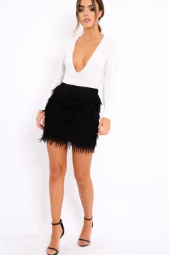 Rebellious Fashion Black Tiered Frayed Skirt - Dahlina