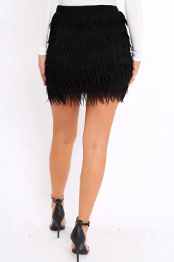 Rebellious Fashion Black Tiered Frayed Skirt - Dahlina