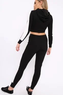 Rebellious Fashion Black Tracksuit with White Stripe - Sascha