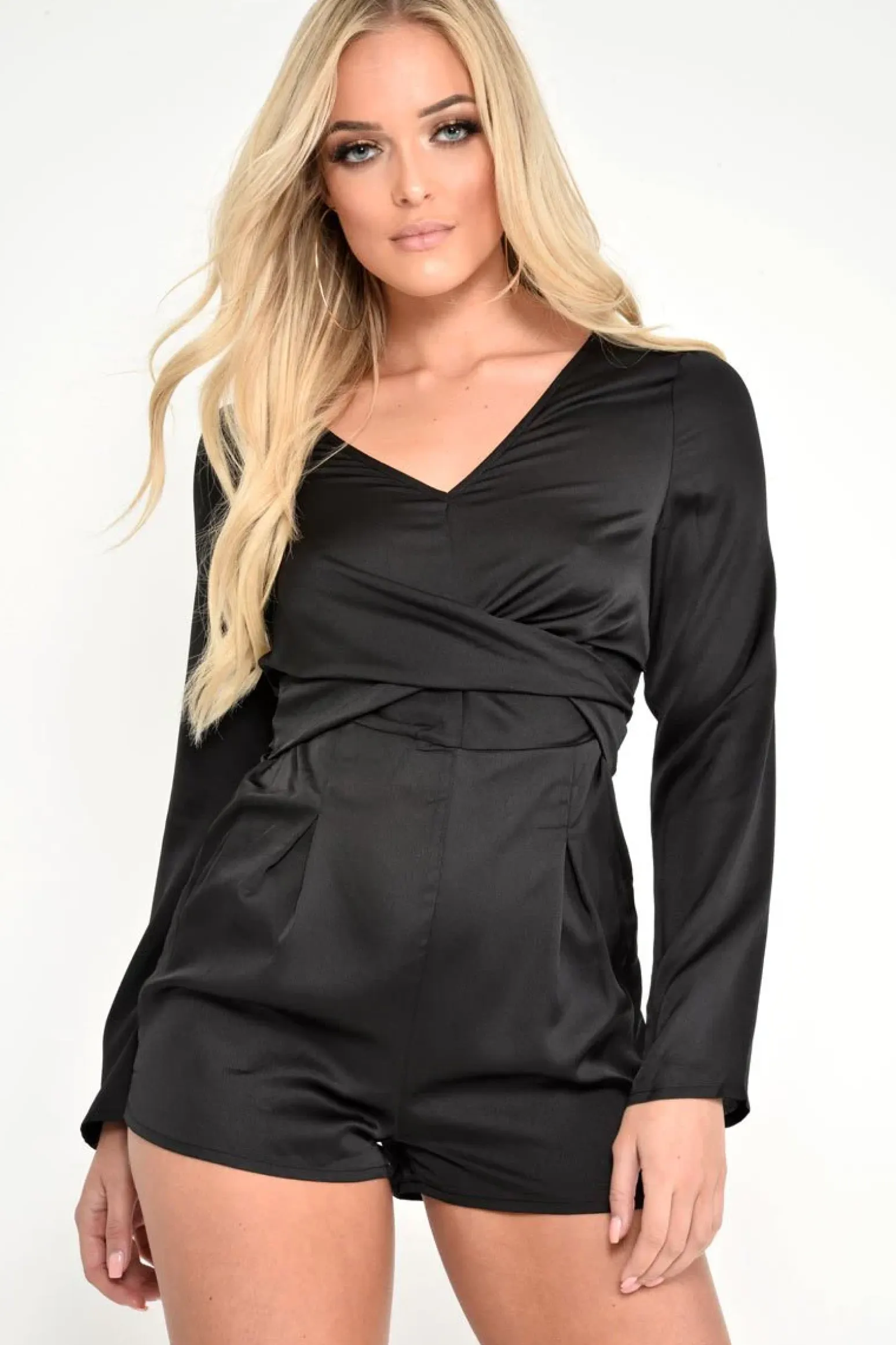 Rebellious Fashion Black Twist Front Plunge Playsuit - Shaniece