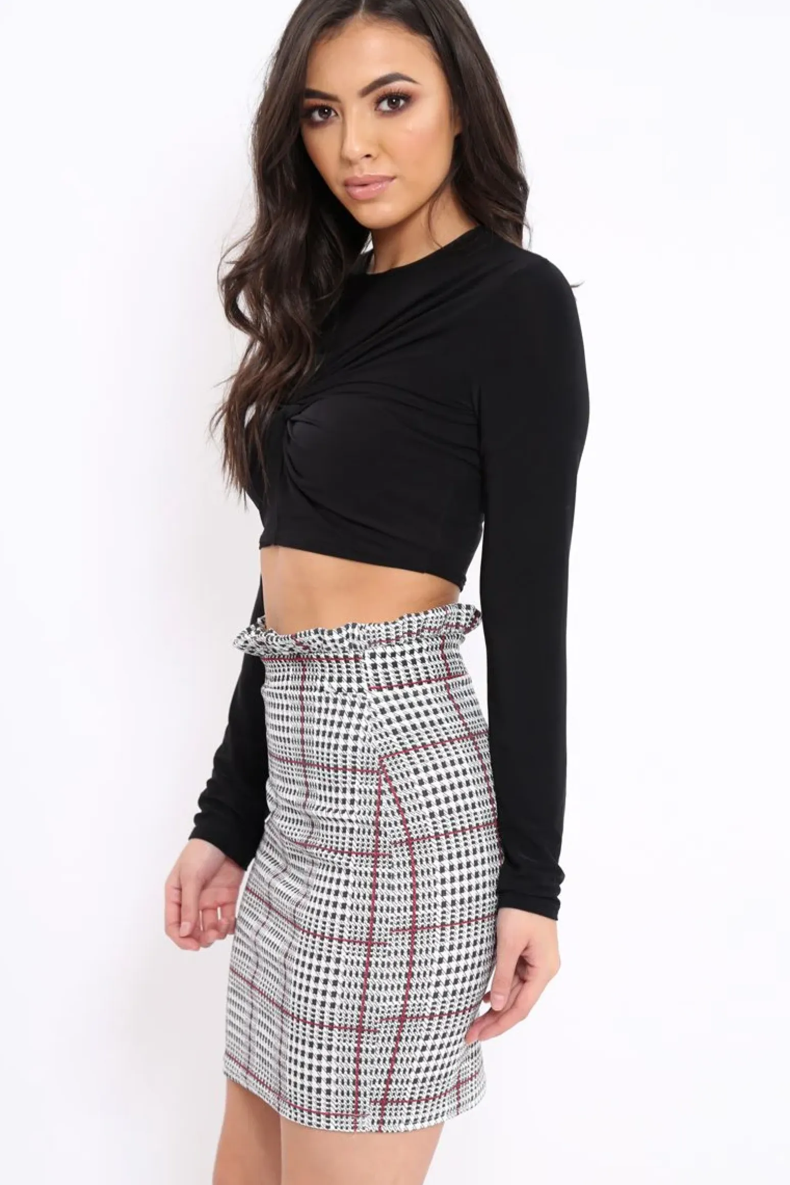 Rebellious Fashion Black Twist Knot Front Crop Top - Keely