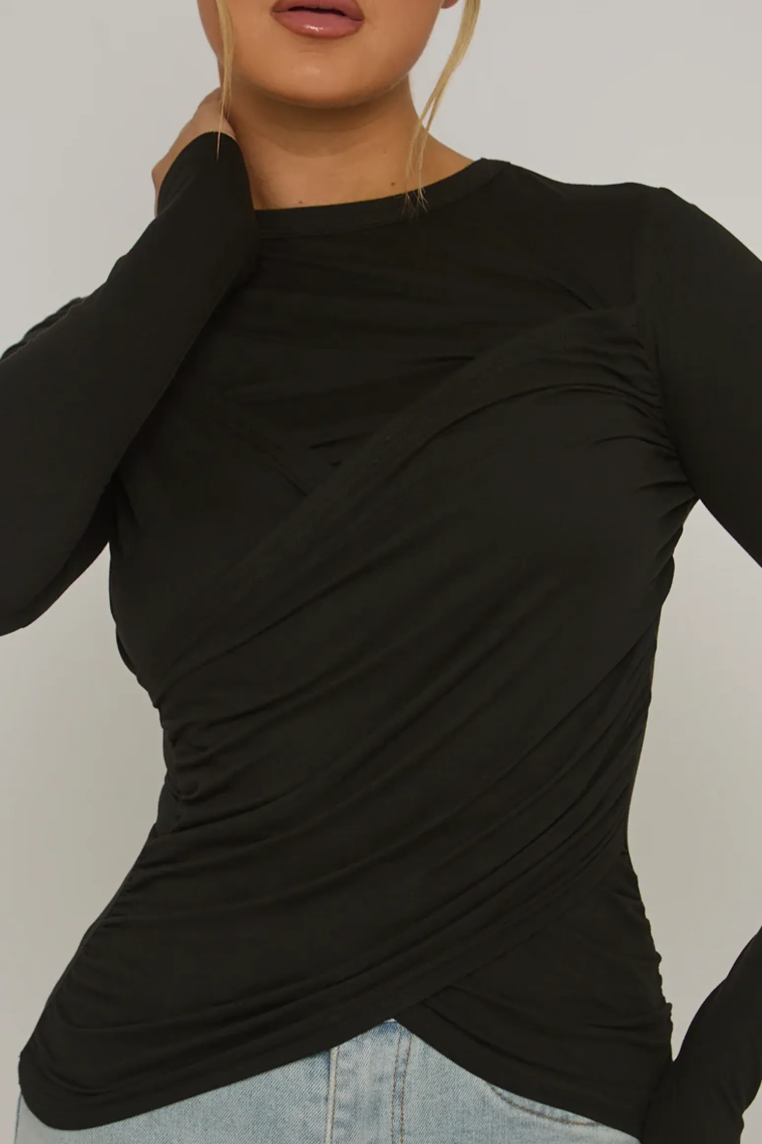 Rebellious Fashion Black Twist Long Sleeve Top - Inara