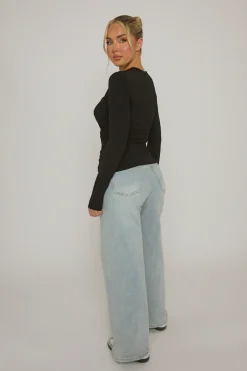 Rebellious Fashion Black Twist Long Sleeve Top - Inara
