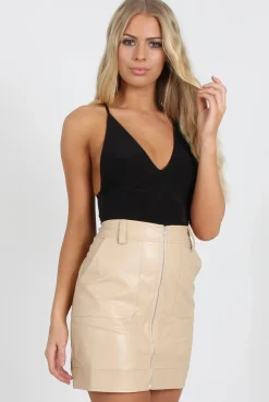 Rebellious Fashion Black V Front Bodysuit - Jill