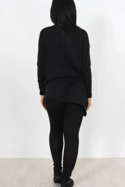 Rebellious Fashion Black V Neck Loungewear Set-Kimi