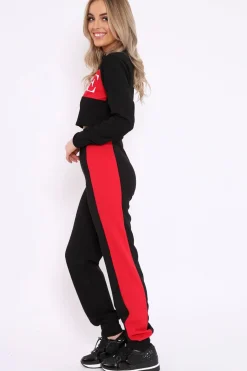 Rebellious Fashion Black Vogue Slogan Tracksuit - Neyla