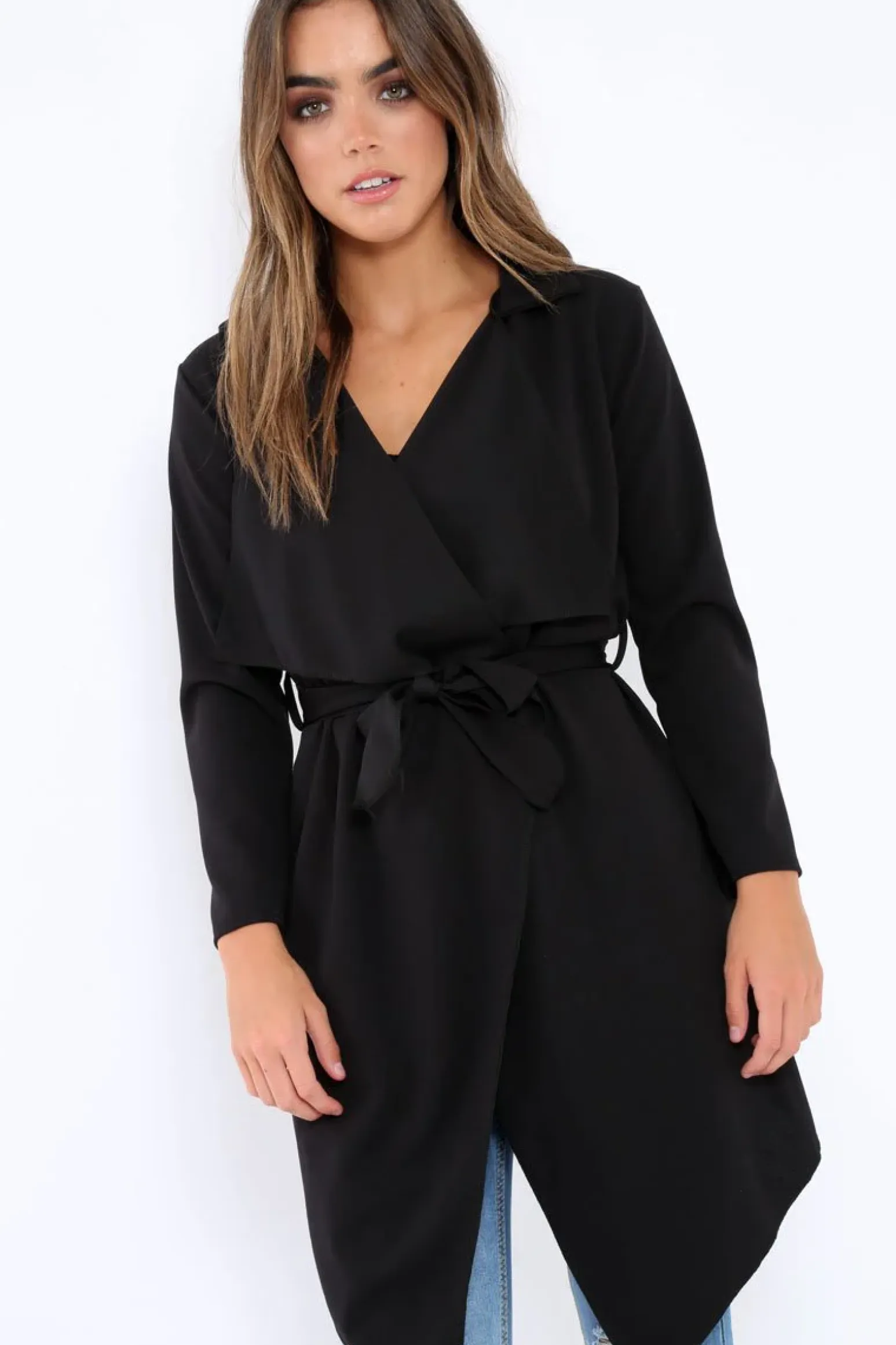 Rebellious Fashion Black Waterfall Frill Jacket - Bexley