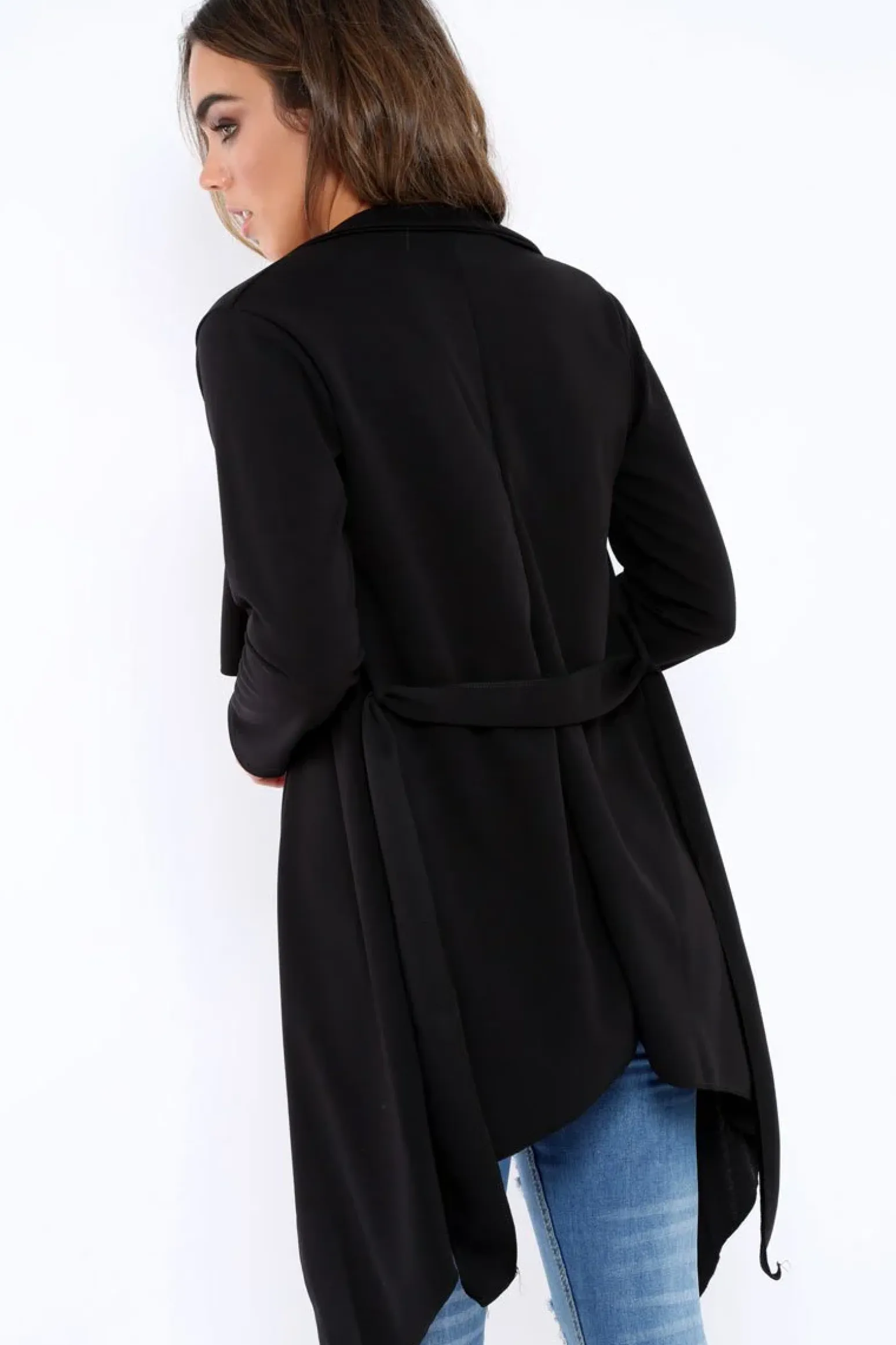Rebellious Fashion Black Waterfall Frill Jacket - Bexley