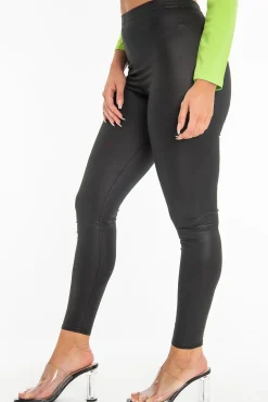 Rebellious Fashion Black Wet Look High Waist Leggings - Imogen