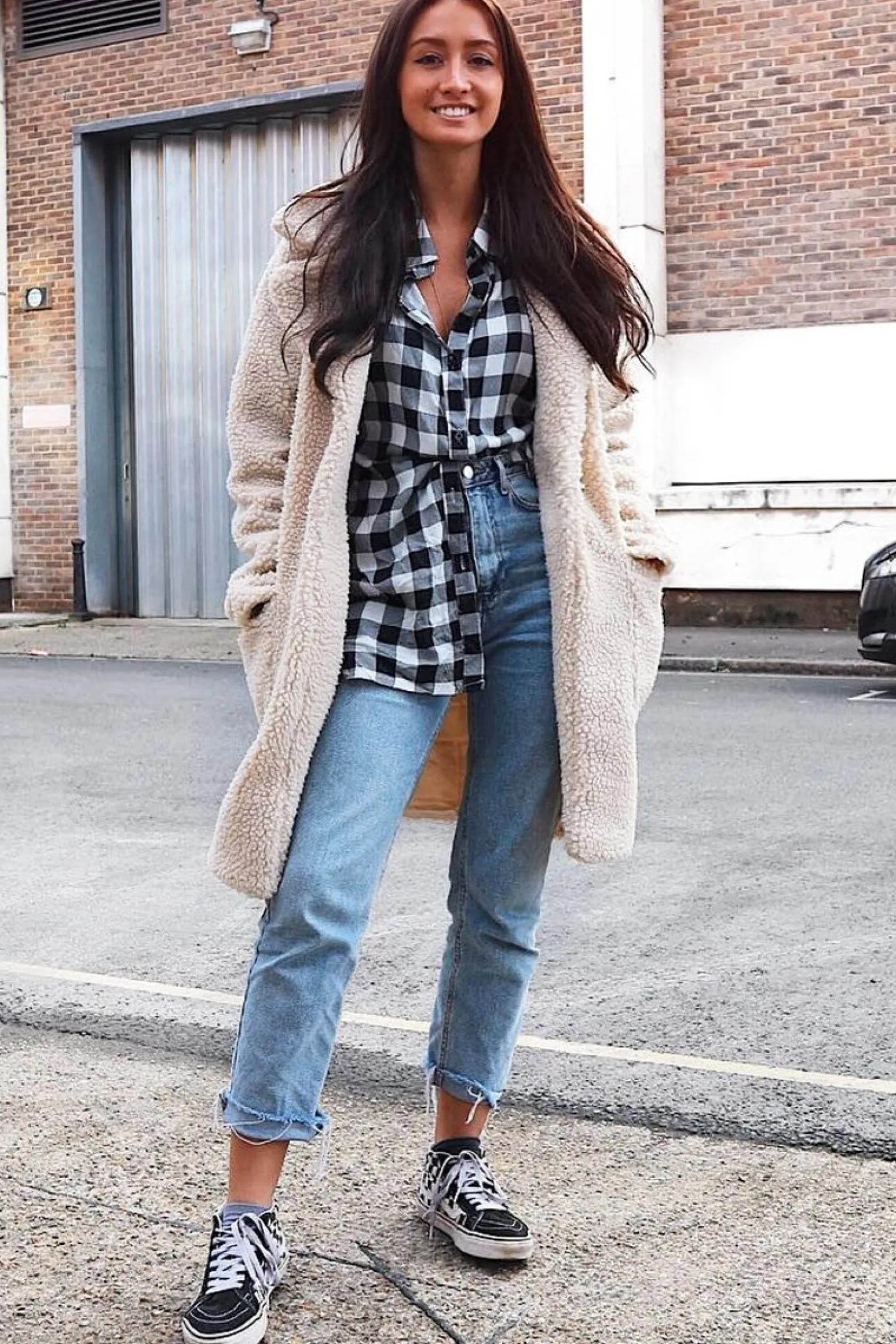 Rebellious Fashion Black White Check Longline Shirt - Jaynie
