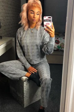 Rebellious Fashion Black White Check Sweatshirt Tracksuit - Kailey