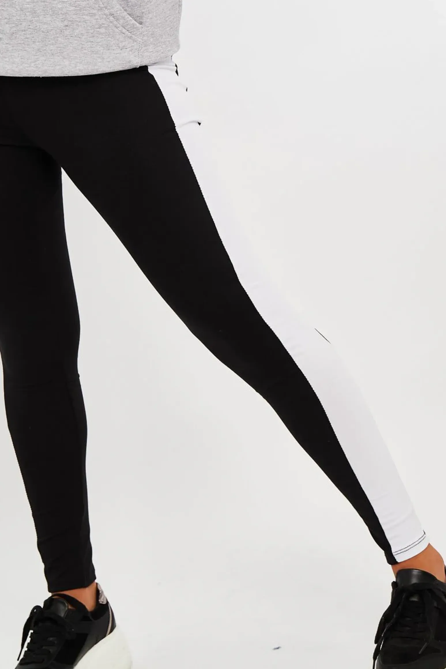 Rebellious Fashion Black White Side Stripe Leggings - Cairo