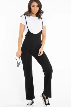 Rebellious Fashion Black White T-Shirt Underlay Scoop Jumpsuit - Fern