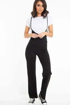 Rebellious Fashion Black White T-Shirt Underlay Scoop Jumpsuit - Fern