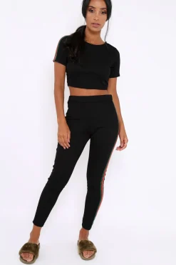 Rebellious Fashion Black with Green and Red Side Stripe Set- Elissa