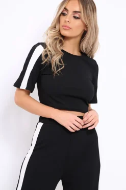 Rebellious Fashion Black with White Side Stripe Co-ord - Michelle