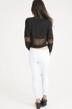 Rebellious Fashion Black Worst Behavior Slogan Cropped Jumper - Adina