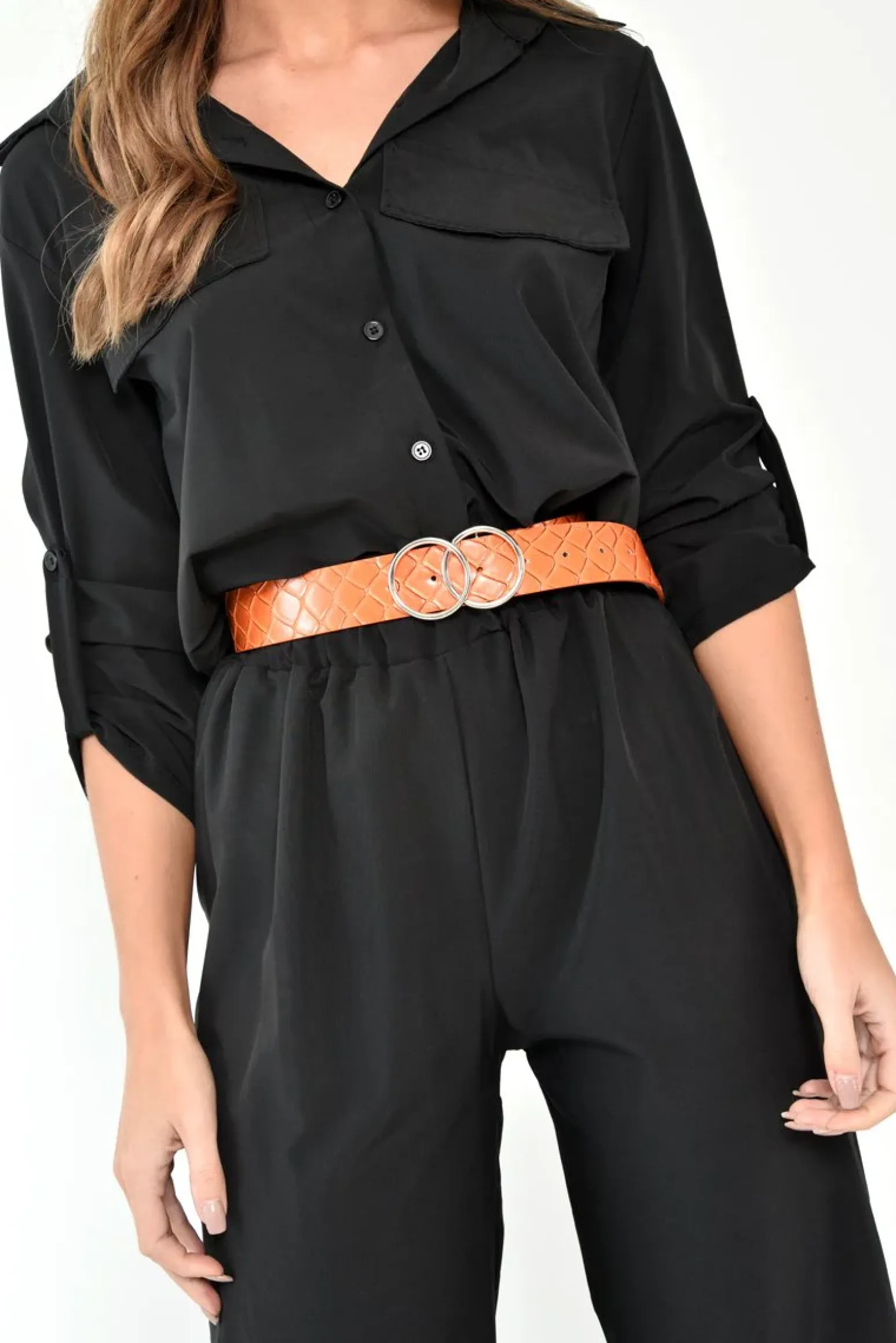 Rebellious Fashion Black Woven Button Down Boiler Jumpsuit - Janise