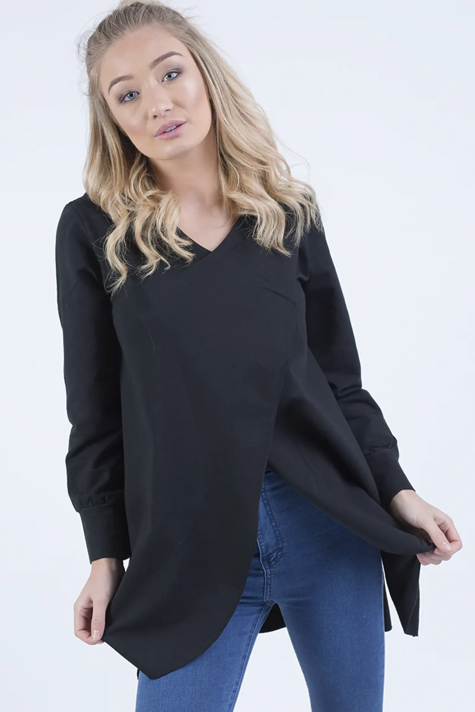 Rebellious Fashion Black Wrap Around Oversized Hoodie - Yasmin