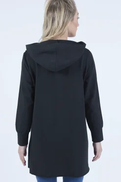Rebellious Fashion Black Wrap Around Oversized Hoodie - Yasmin