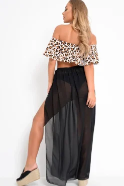 Rebellious Fashion Black Wrap Chiffon Maxi Skirt - Eveah