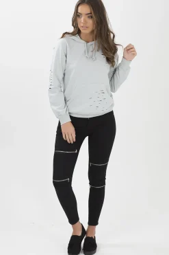 Rebellious Fashion Black Zip Detail Jeans - Polly