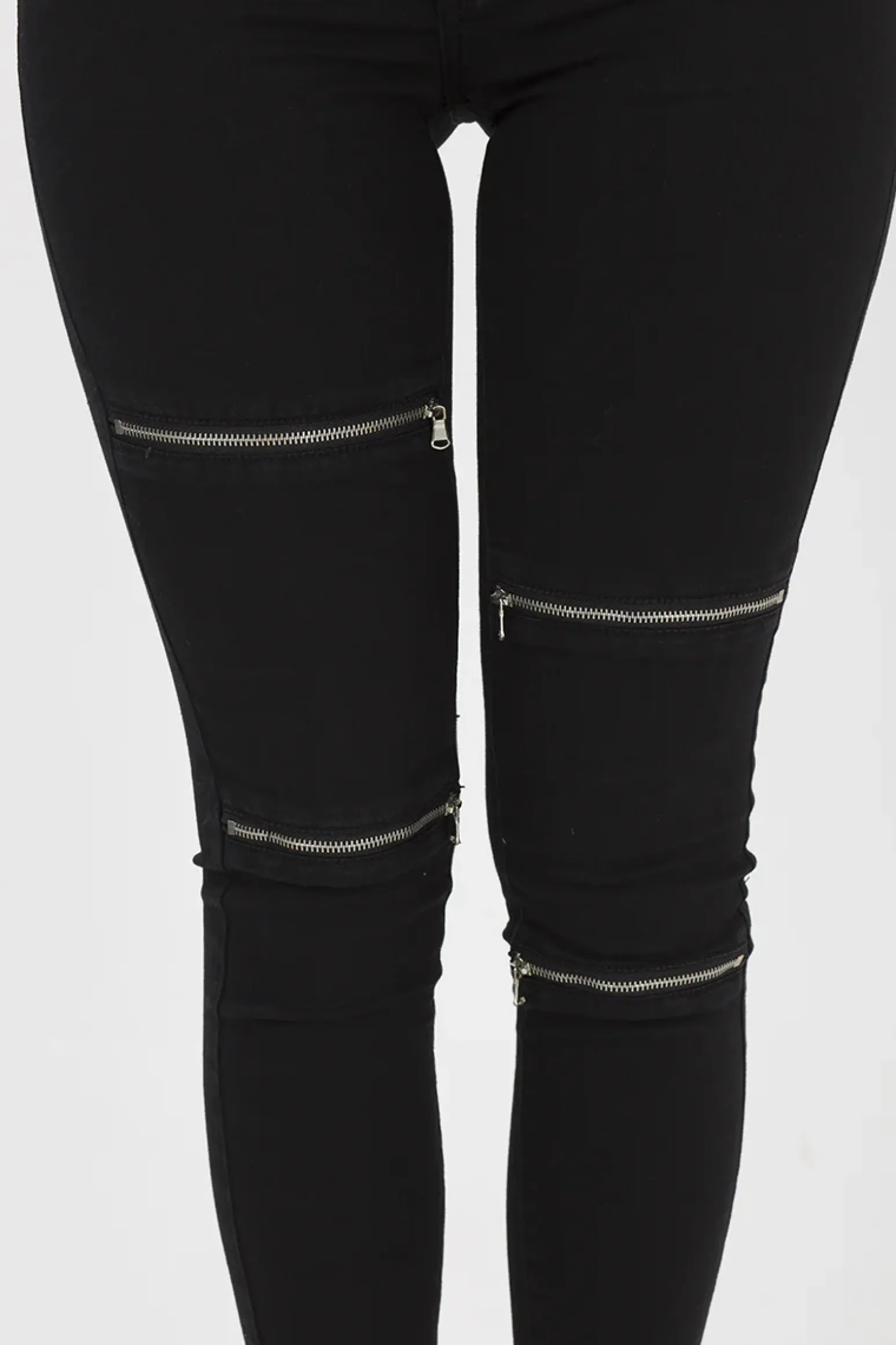 Rebellious Fashion Black Zip Detail Jeans - Polly
