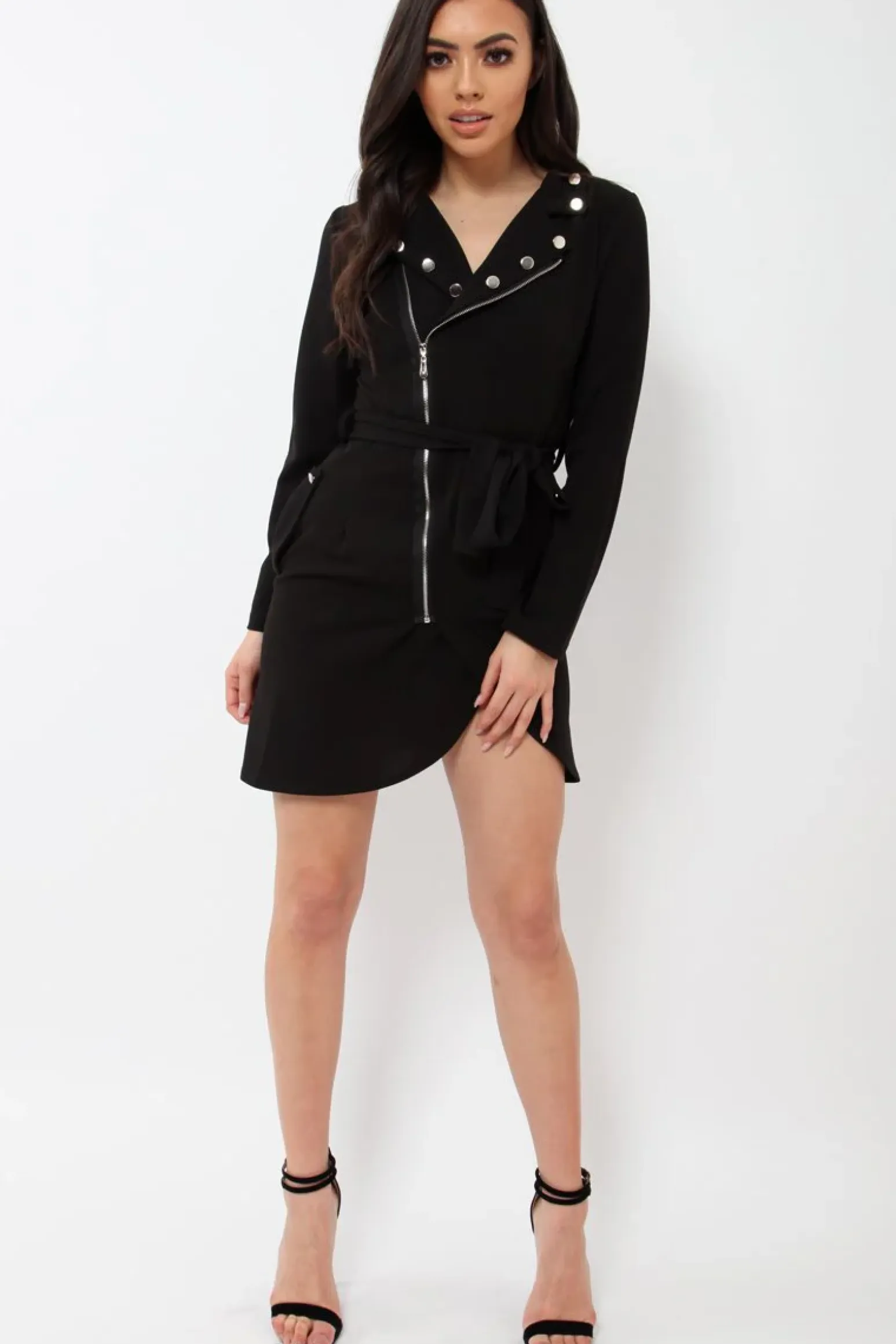 Rebellious Fashion Black Zip Front Blazer - Isla
