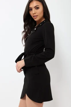 Rebellious Fashion Black Zip Front Blazer - Isla
