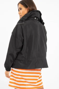 Rebellious Fashion Black Zip Front Rain Jacket - Idalie